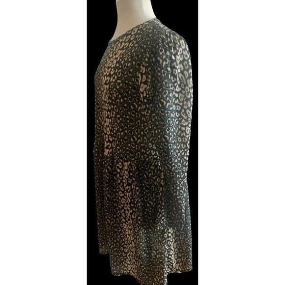 Zara Womens A Line Dress Green/Beige Animal Print Pattern Size Medium - Picture 8 of 9
